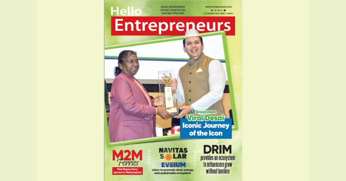 Hello Entrepreneurs' columnist and well-known environmentalist Viral Desai felicitated with the National Energy Conservation award by the President of India